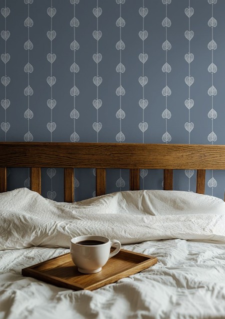 Coloring Hearts on a string Blue - 1034601-01 - 04882-01 paint Wallpassion